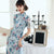 Short Sleeve Full Length Floral Aodai Modern Chinese Dress