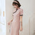 Short Sleeve Mandarin Collar Modern Cheongsam Chinese Dress with Lace Edge