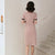 Short Sleeve Mandarin Collar Modern Cheongsam Chinese Dress with Lace Edge