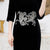 Half Sleeve Auspicious Embroidery Full Length Velvet Cheongsam Mother Dress