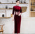 Half Sleeve Auspicious Embroidery Full Length Velvet Cheongsam Mother Dress