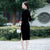 Half Sleeve Auspicious Embroidery Knee Length Velvet Cheongsam Mother Dress