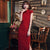 Cap Sleeve Tea Length Traditional Cheongsam Striped Chinese Dress