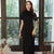 Silk Blend Short Sleeve Tea Length Traditional Cheongsam Chinese Dress