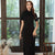 Silk Blend Short Sleeve Tea Length Traditional Cheongsam Chinese Dress