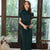 Silk Blend Short Sleeve Tea Length Traditional Cheongsam Chinese Dress
