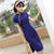 Signature Cotton Mandarin Collar Knee Length Traditional Cheongsam Chinese Dress