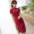 Signature Cotton Mandarin Collar Knee Length Traditional Cheongsam Chinese Dress