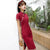 Signature Cotton Mandarin Collar Knee Length Traditional Cheongsam Chinese Dress