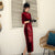 Phoenix & Floral Embroidery Full Length Retro Velvet Cheongsam Qipao Dress