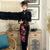 Phoenix & Floral Embroidery Full Length Retro Velvet Cheongsam Qipao Dress