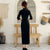 Phoenix & Floral Embroidery Full Length Retro Velvet Cheongsam Qipao Dress