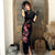 Phoenix & Floral Embroidery Full Length Retro Velvet Cheongsam Qipao Dress