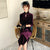 Phoenix & Floral Embroidery Full Length Retro Velvet Cheongsam Qipao Dress