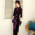 Phoenix & Floral Embroidery Full Length Retro Velvet Cheongsam Qipao Dress