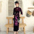 Vestido Qipao Cheongsam Cheongsam de terciopelo retro de longitud completa con bordado floral y fénix