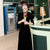 Full Length Modern Velvet Cheongsam Qipao Dress with Sequins