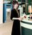 Full Length Modern Velvet Cheongsam Qipao Dress with Sequins