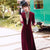 Robe Cheongsam Qipao en velours moderne pleine longueur avec paillettes
