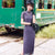 Vestido Qipao Cheongsam de encaje moderno con estampado de cuadros y cuadros