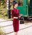 Floral Embroidery Velvet Modern Cheongsam Knee Length Qipao Dress