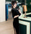 3/4 Sleeve Velvet Modern Cheongsam Tea Length Qipao Dress