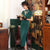 Short Sleeve Auspicious Embroidery Velvet Modern Cheongsam Qipao Dress