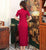 Short Sleeve Auspicious Embroidery Velvet Modern Cheongsam Qipao Dress