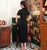 Short Sleeve Auspicious Embroidery Velvet Modern Cheongsam Qipao Dress