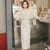 Elegant Tea Length Long Sleeve Chenille Cheongsam Qipao Dress