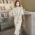 Elegant Tea Length Long Sleeve Chenille Cheongsam Qipao Dress