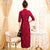 Elegant Tea Length 3/4 Sleeve Floral Lace Cheongsam Qipao Dress