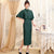 Vestido qipao cheongsam de encaje con manga 3/4 y longitud de té retro