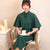Retro Tea Length 3/4 Sleeve Lace Cheongsam Qipao Dress