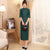 Retro Tea Length 3/4 Sleeve Lace Cheongsam Qipao Dress