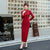 Retro Full Length Long Sleeve Lace Cheongsam Qipao Dress