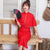 Retro Tea Length Short Sleeve Lace Cheongsam Qipao Dress