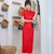 Retro Tea Length Short Sleeve Lace Cheongsam Qipao Dress