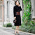 Floral Print Stand Collar Velvet Cheongsam Mother Dress Wind Coat