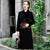 Floral Print Stand Collar Velvet Cheongsam Mother Dress Wind Coat