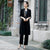 Floral Embroidery Velvet Long Sleeve Cheongsam Suit Mother Dress