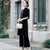 Floral Embroidery Velvet Long Sleeve Cheongsam Suit Mother Dress