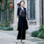 Floral Embroidery Velvet Long Sleeve Cheongsam Suit Mother Dress