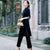 Floral Embroidery Velvet Long Sleeve Cheongsam Suit Mother Dress