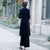 Floral Embroidery Velvet Long Sleeve Cheongsam Suit Mother Dress