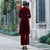 Floral Embroidery Velvet Long Sleeve Cheongsam Suit Mother Dress