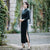 Elegant Mink Cashmere Cheongsam Full Length Mother Dress
