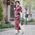 Floral Silk Blend Full Length Cheongsam Mother Dress