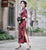 Vestido de madre cheongsam de longitud completa con mezcla de seda floral