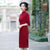 Elegant Mink Cashmere Cheongsam Knee Length Day Dress